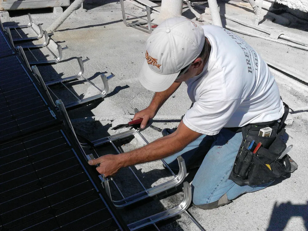 Rooftop solar racking installation by Brett Hinck Electrical