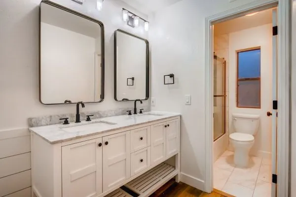 Double vanity bathroom remodel by Merribuild